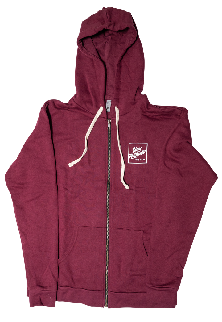 Stay Authentic Zip Up Hoodie (Burgundy)